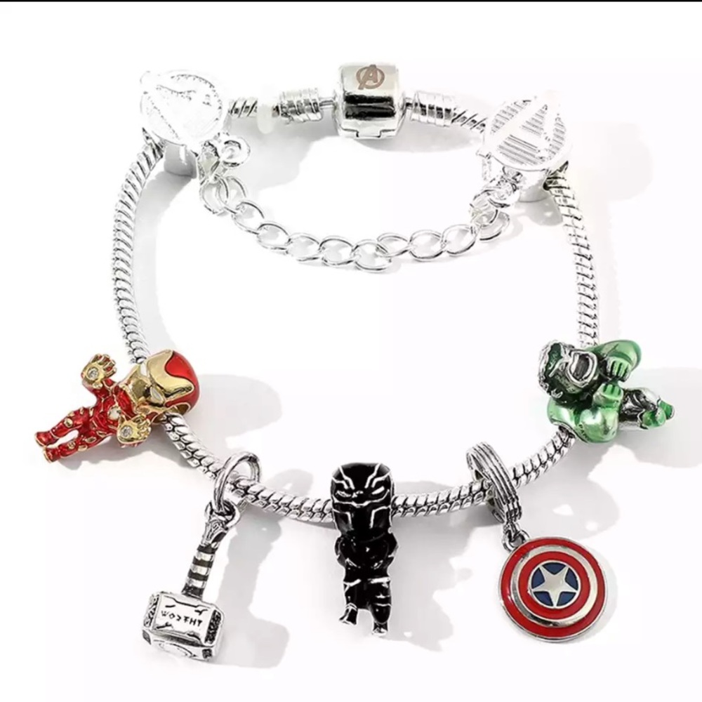 Marvel Bead Charm Bracelet Jewelry Pandora Style Unisex Hulk Thor Iron man New